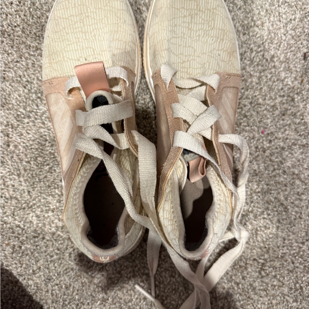 Women's Cream and Pink Sneakers